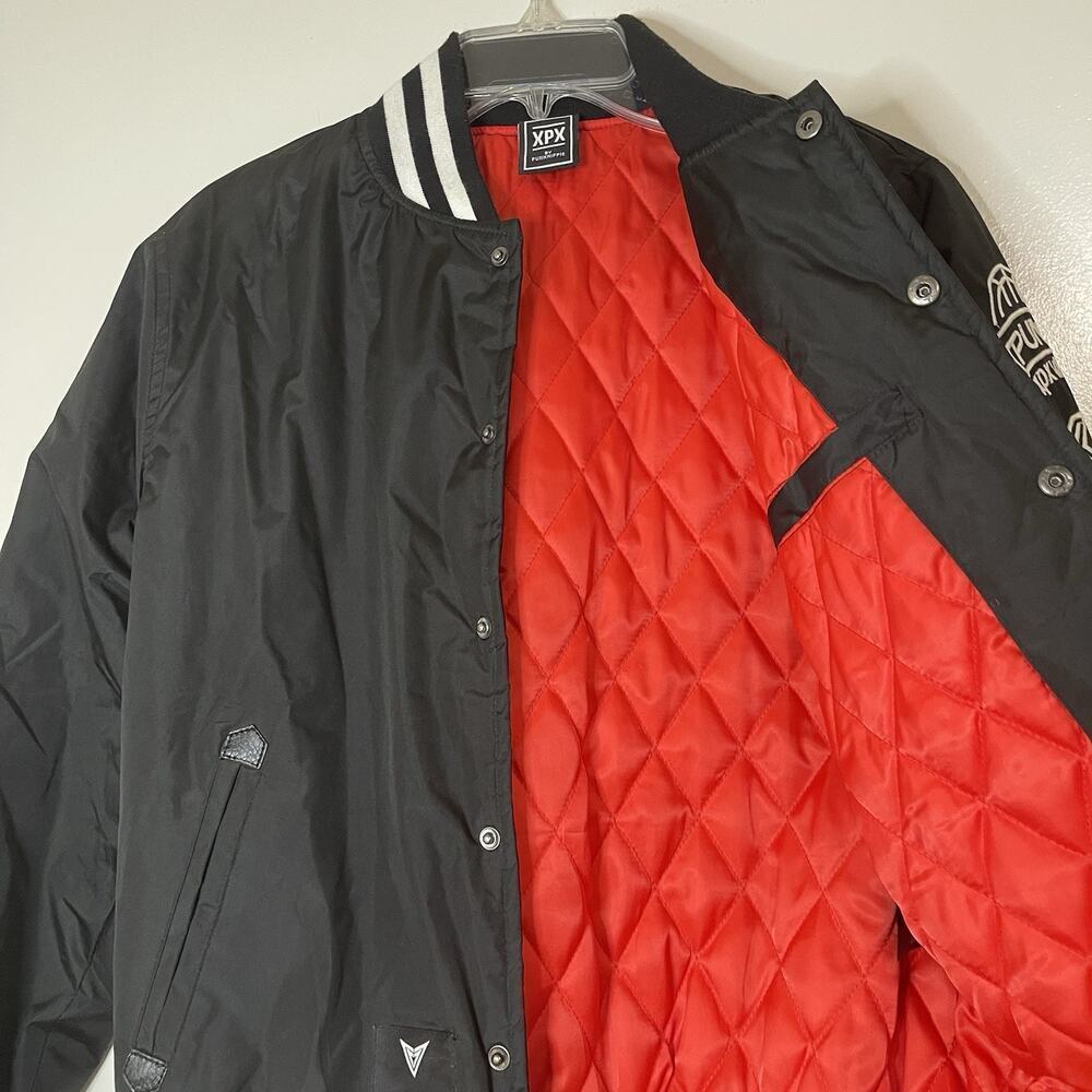 XPX Punkhippie black snap bomber varsity patchwork jacket size medium - Picture 7 of 10